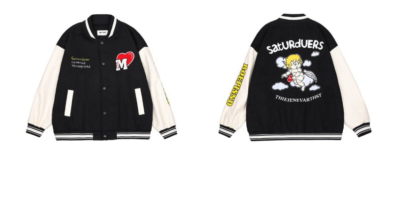 画像5: Angel baby baseball uniform jacket blouson ユニセッ クス男女兼用エンジェルベビー刺繍スタジャン ジャンパー ジャケットブルゾン (5)