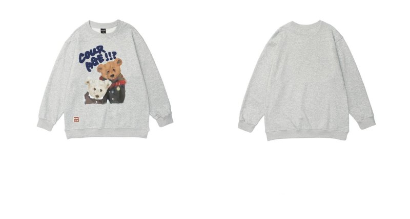 画像7: unisex cute bear cartoon print loose long-sleeved Sweat pullover 男女兼用 ユニセックス キュートベア 熊プリントスウェット トレーナー (7)