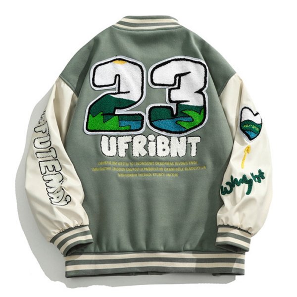 画像1: 23 Numbering embroidery Stajan baseball uniform jacket blouson ユニセッ クス男女兼用 23ナンバーリング刺繡 スタジャン ジャンパー ジャケット ブルゾン (1)