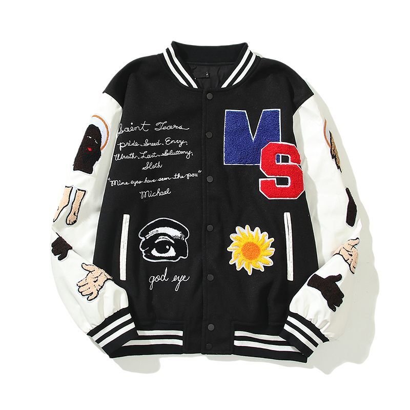 画像3: SAVIORembroidery Stajan baseball uniform jacket blouson ユニセッ クス男女兼用 SAVIOR救世主刺繡 スタジャン ジャンパー ジャケット ブルゾン (3)