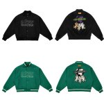 画像3: FFF Doncare Hip Hop Leathe Angel Embroidery Stajan baseball uniform jacket blouson ユニセッ クス男女兼用 エンジェル刺繡 スタジャン ジャンパー ジャケット ブルゾン (3)