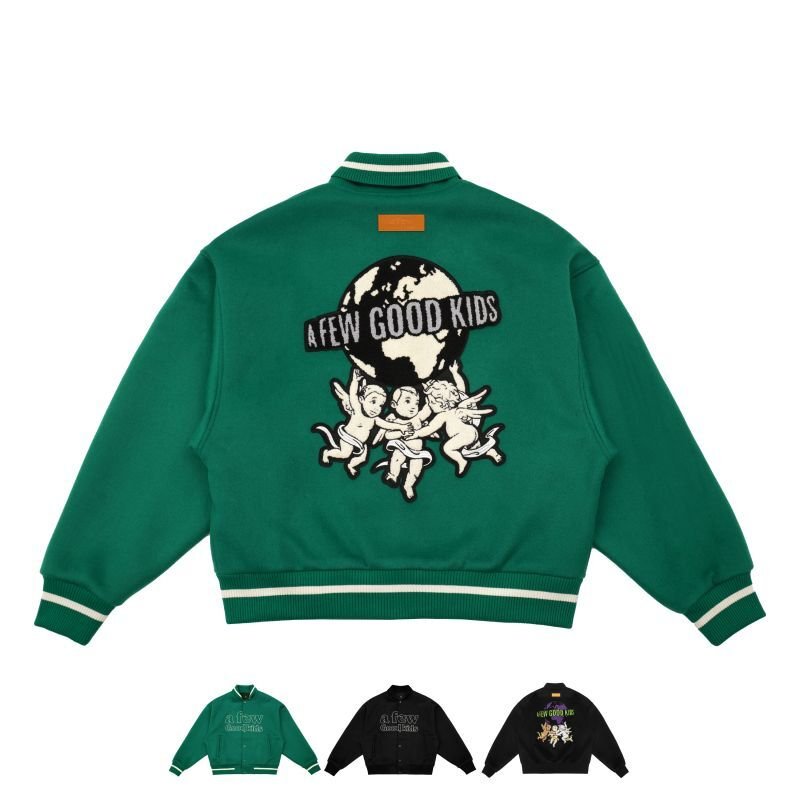 画像4: FFF Doncare Hip Hop Leathe Angel Embroidery Stajan baseball uniform jacket blouson ユニセッ クス男女兼用 エンジェル刺繡 スタジャン ジャンパー ジャケット ブルゾン (4)