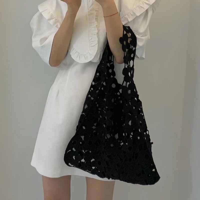 画像6: Lace tote shoulder eco shopping bag レーストートショルダーエコショッピングバッグ (6)