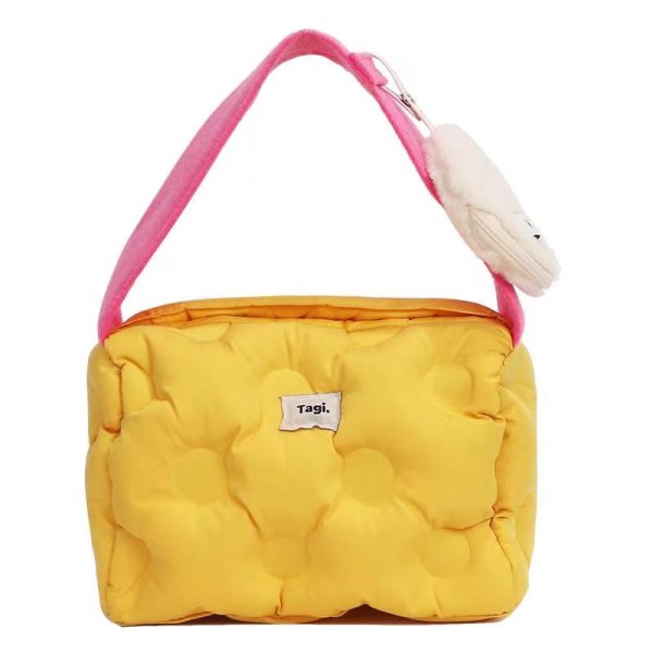 画像1: square quiche cheese tote shoulder bag　スクエアキッシュチーズバッグ トートショルダーバッグ エコバッグ　 (1)