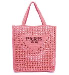 画像1: PARIS MLANO logo Hand-knitted net tote shoulder bag　PARIS MLANOロゴ 手編み網トートショルダーバッグ　かご籠バッグ (1)