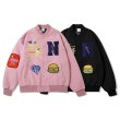 画像5: embroidered burger Stajan baseball uniform jacket blouson ユニセッ クス男女兼用 ハンバーガー刺繡ロゴ スタジャン ジャンパー ジャケット ブルゾン (5)