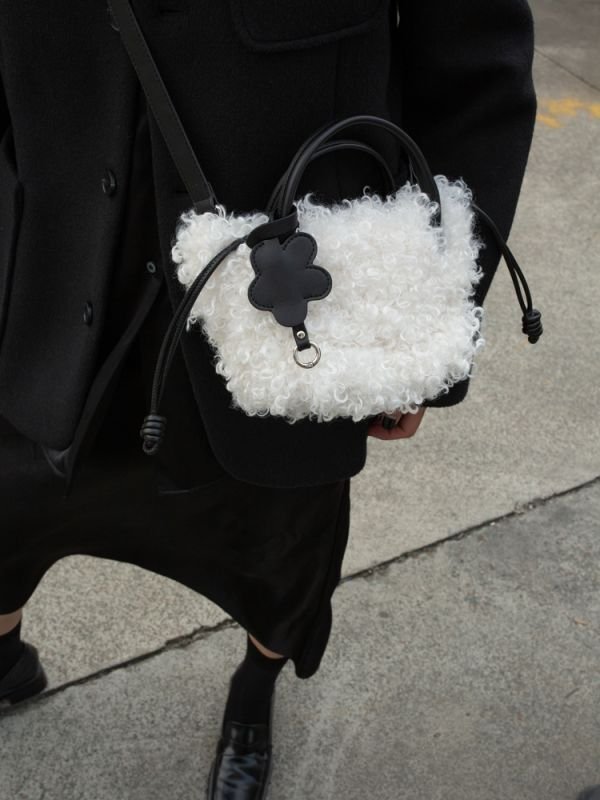 画像9: lamb wool Teddy plush tote shoulder bag ラムウールトートショルダーバッグ (9)