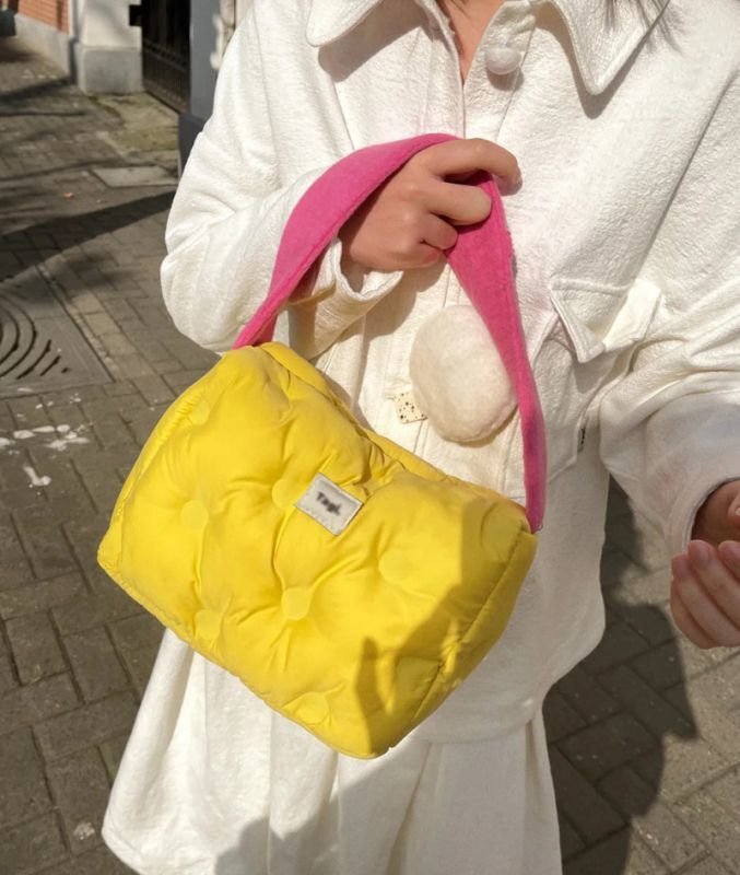 画像7: square quiche cheese tote shoulder bag スクエアキッシュチーズバッグ トートショルダーバッグ エコバッグ  (7)