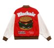 画像7: towel embroidered burger  Stajan baseball uniform jacket blouson ユニセッ クス男女兼用レトロ ハンバーガー刺繡 スタジャン ジャンパー ジャケット ブルゾン (7)
