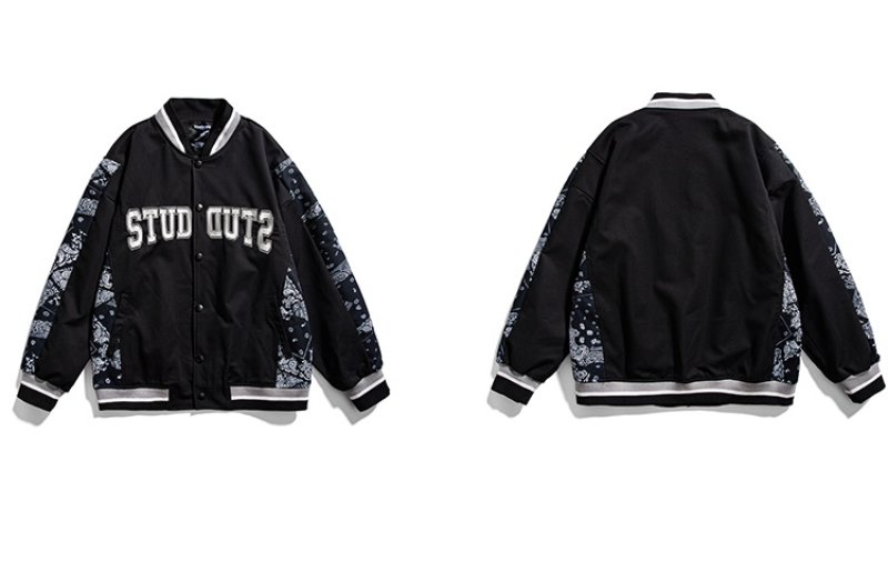 画像5: Paisley bandana pattern Stajan baseball uniform jacket blouson ユニセッ クス男女兼用 バンダナ ペイズリー柄 スタジャン ジャンパー ジャケット ブルゾン (5)