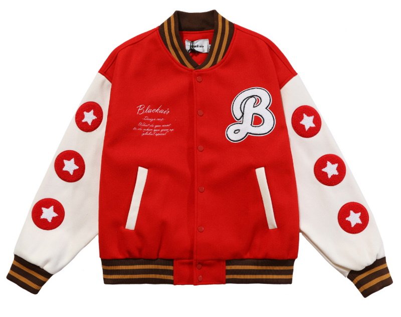 画像4: towel embroidered burger  Stajan baseball uniform jacket blouson ユニセッ クス男女兼用レトロ ハンバーガー刺繡 スタジャン ジャンパー ジャケット ブルゾン (4)