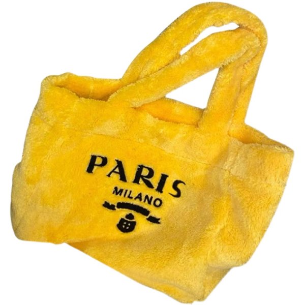 画像1: PARIS MLANO logo Eco Fur Tote Shoulder Bag　PARIS MLANOロゴエコファートートショルダーバッグ トートショルダーバッグ　かご籠バッグ (1)