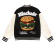 画像2: towel embroidered burger  Stajan baseball uniform jacket blouson ユニセッ クス男女兼用レトロ ハンバーガー刺繡 スタジャン ジャンパー ジャケット ブルゾン (2)