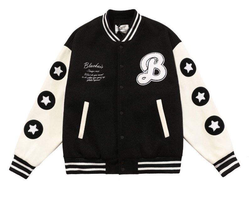 画像3: towel embroidered burger  Stajan baseball uniform jacket blouson ユニセッ クス男女兼用レトロ ハンバーガー刺繡 スタジャン ジャンパー ジャケット ブルゾン (3)