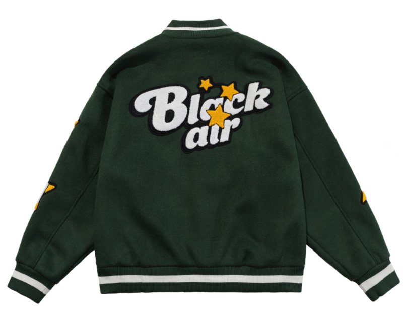 画像4: BK star embroidery Stajan baseball uniform jacket blouson ユニセッ クス男女兼用 BKスター星刺繍ジャンパー ジャケット ブルゾン (4)