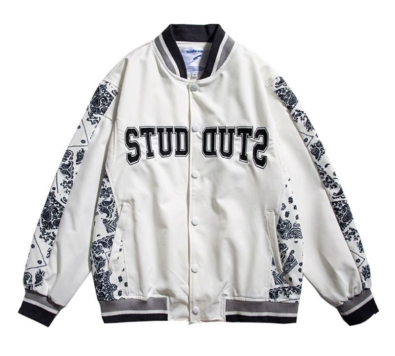 画像10: Paisley bandana pattern Stajan baseball uniform jacket blouson ユニセッ クス男女兼用 バンダナ ペイズリー柄 スタジャン ジャンパー ジャケット ブルゾン (10)