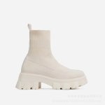 画像13: Women's  chunky sole knit Middle boots   男女兼用ユニセックスミドル 丈チャンキーソール厚底プラットフォームニットブーツ (13)