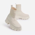 画像14: Women's  chunky sole knit Middle boots   男女兼用ユニセックスミドル 丈チャンキーソール厚底プラットフォームニットブーツ (14)