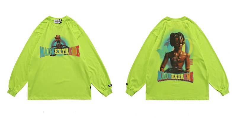 画像8: unisex MADEEXTREME cartoon  print loose long-sleeved t-shirt 男女兼用 ユニセックス コミックプリント長袖Tシャツ (8)