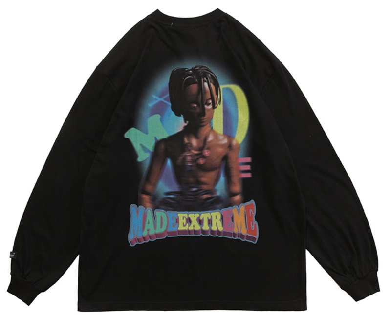 画像4: unisex MADEEXTREME cartoon  print loose long-sleeved t-shirt 男女兼用 ユニセックス コミックプリント長袖Tシャツ (4)