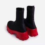 画像2: Women's  chunky sole knit Middle boots   男女兼用ユニセックスミドル 丈チャンキーソール厚底プラットフォームニットブーツ (2)