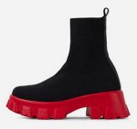 画像1: Women's  chunky sole knit Middle boots   男女兼用ユニセックスミドル 丈チャンキーソール厚底プラットフォームニットブーツ (1)