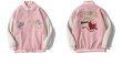 画像6: LOVE heart Embroidered PU Leather Sleeve baseball uniform Stajan baseball uniform jacket blouson ユニセッ クス男女兼用ラブハートエンブレム刺繍ジャンパー ジャケット ブルゾン (6)