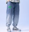 画像4: Unisex men 'Gradient hanging die embroidery straight leg jeans  pants  ユニセックス男女兼用 グラデーションデニム パンツ ジーンズ (4)