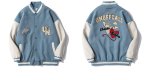 画像5: LOVE heart Embroidered PU Leather Sleeve baseball uniform Stajan baseball uniform jacket blouson ユニセッ クス男女兼用ラブハートエンブレム刺繍ジャンパー ジャケット ブルゾン (5)