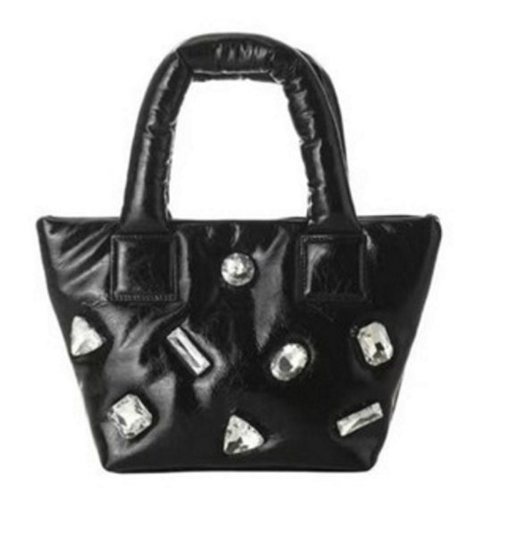 画像1: Soft Leather Diamond Tote Bag shoulder bag　ビジュー付ダウンウィングトートショルダーバッグ  (1)