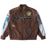 画像1: MAISON EMERALD Retro suede Jersey baseball uniform Stajan baseball uniform jacket blouson ユニセッ クス男女兼用スエードジャージ ジャンパー ジャケット ブルゾン (1)