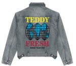 画像1: Fun Graffiti Earth Washed Hole Denim Jacket  G Jean Jacket　ユニセッ クス男女兼用グラフィティアースウォッシュドホールデニムGジャン ジャケット (1)