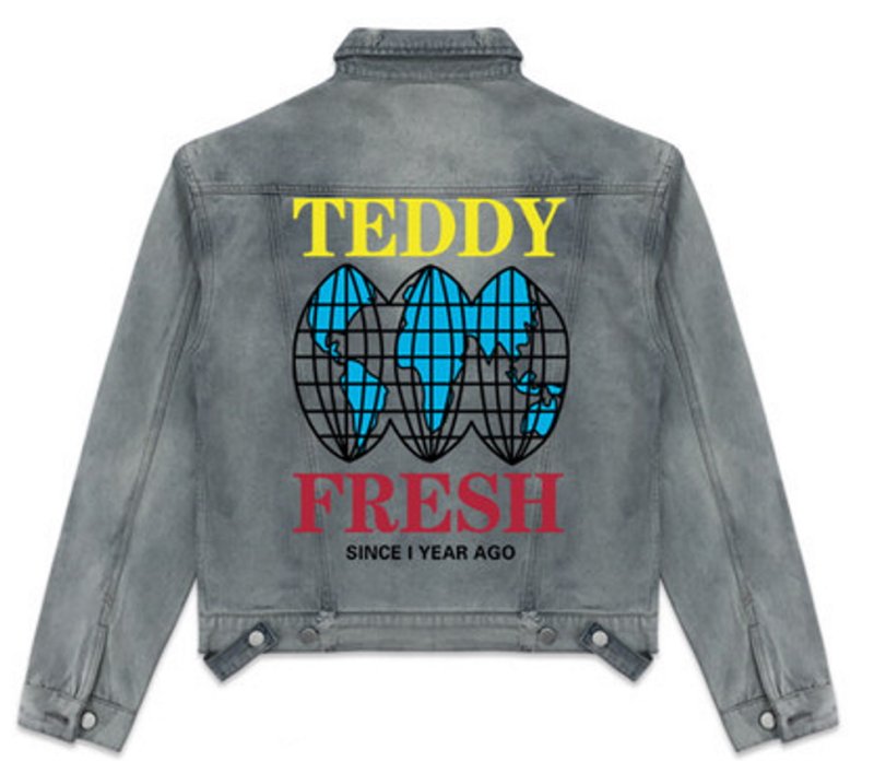 画像1: Fun Graffiti Earth Washed Hole Denim Jacket  G Jean Jacket　ユニセッ クス男女兼用グラフィティアースウォッシュドホールデニムGジャン ジャケット (1)