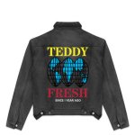 画像2: Fun Graffiti Earth Washed Hole Denim Jacket  G Jean Jacket　ユニセッ クス男女兼用グラフィティアースウォッシュドホールデニムGジャン ジャケット (2)