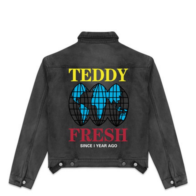 画像2: Fun Graffiti Earth Washed Hole Denim Jacket  G Jean Jacket　ユニセッ クス男女兼用グラフィティアースウォッシュドホールデニムGジャン ジャケット (2)