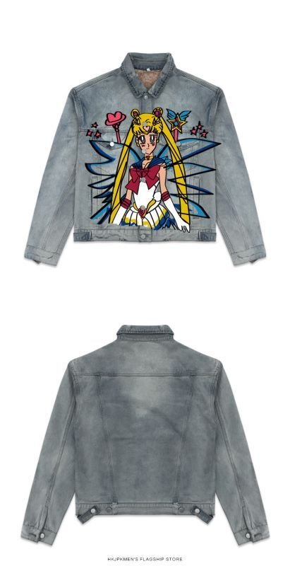 画像4:  Graffiti Sailor Moon Lip Style Denim G Jean Jacket 　  セーラームーンリップスタイルグラフィティデニムGジャン デニムジャケット (4)