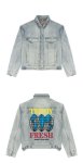 画像6: Fun Graffiti Earth Washed Hole Denim Jacket  G Jean Jacket　ユニセッ クス男女兼用グラフィティアースウォッシュドホールデニムGジャン ジャケット (6)