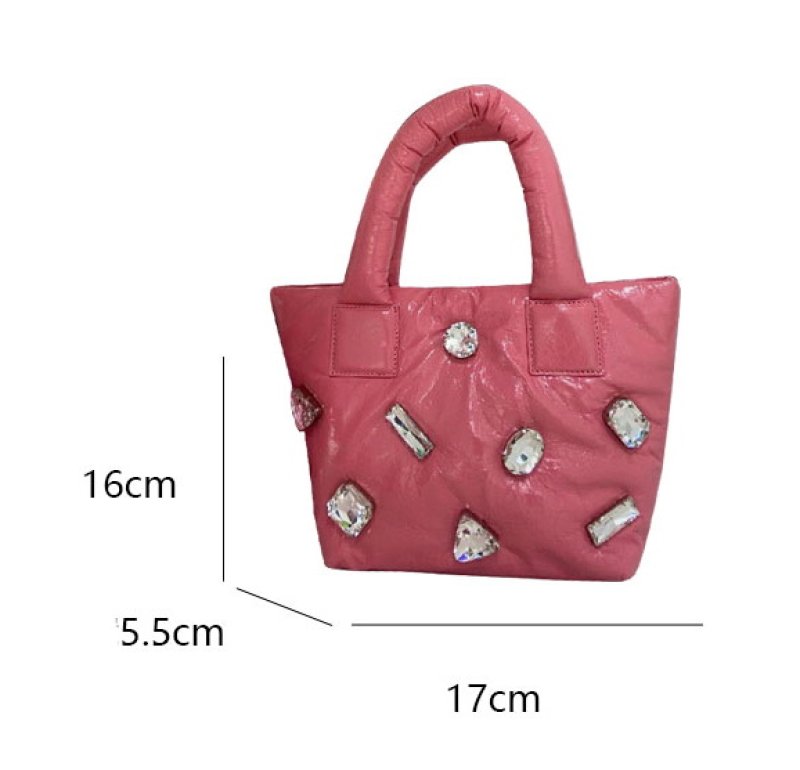 画像8: Soft Leather Diamond Tote Bag shoulder bag ビジュー付ダウンウィングトートショルダーバッグ  (8)