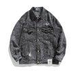 画像2: Bear Damage Torn Denim Jacket  G Jean Jacket　ユニセッ クス男女兼用 ベア 熊モノグラムデニムGジャン ジャケット (2)