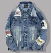 画像2: retro printed patch Denim Jacket G Jean  ユニセッ クス男女兼用トロプリントパッチワークデニムGジャン ジャケット (2)