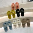 画像9: chain buckle flat bottom sandals  slippers 　ファーモコモコチェーンバックルサンダル スリッパ (9)