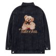 画像2: Teddy bear back print Denim Jacket  G Jean Jacket　ユニセッ クス男女兼用 テディーベアバックプリント 熊 デニムGジャン ジャケット (2)