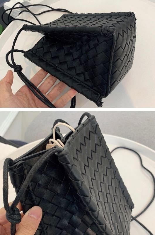 画像6: plaid woven small square shoulderTote Bag  本革レザー編み込みミニショルダートートバッグ (6)