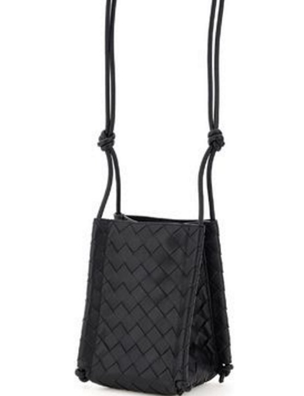画像1: plaid woven small square shoulderTote Bag 　本革レザー編み込みミニショルダートートバッグ (1)