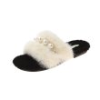 画像3: pearl cute rabbit plush flip flops slippers flat bottom sandals  　パール付きモコモコファーサンダル スリッパ (3)