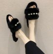 画像6: pearl cute rabbit plush flip flops slippers flat bottom sandals  　パール付きモコモコファーサンダル スリッパ (6)