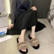 画像7: pearl cute rabbit plush flip flops slippers flat bottom sandals  　パール付きモコモコファーサンダル スリッパ (7)