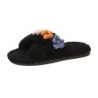 画像2: Cute indoor home floor slippers flat bottom sandals  　フラワーモチーフ付きモコモコサンダル スリッパ (2)