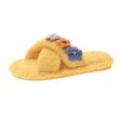 画像5: Cute indoor home floor slippers flat bottom sandals  　フラワーモチーフ付きモコモコサンダル スリッパ (5)