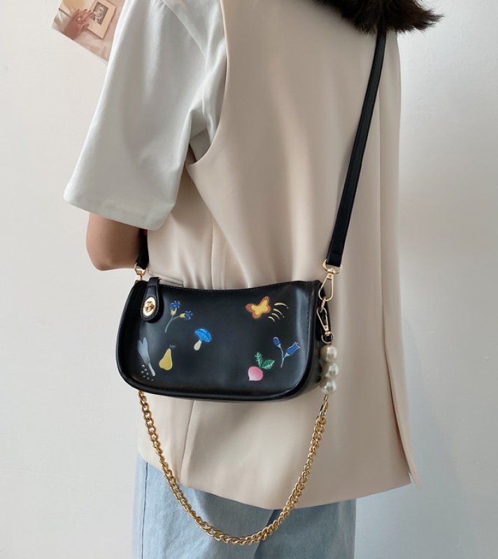 画像10: One-shoulder pearl handle Pop print shoulderTote Bag  レザーパールハンドルポッププリントショルダートートバッグ (10)